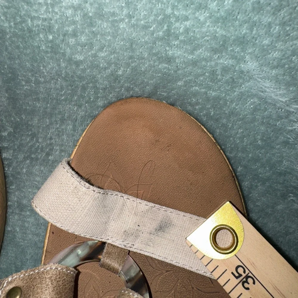 Skechers Womens Cali Luxe Foam Wedge Sandals 8 Tan Cork Platform Strappy
